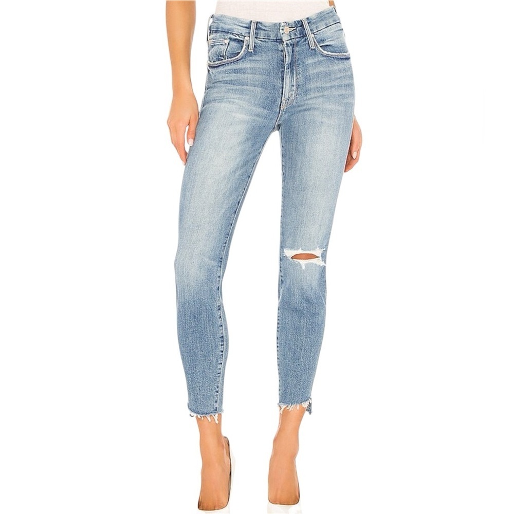 Mother The Looker Ankle Step Fray Size 24 Exposed Secret Sister Denim Blue Jeans